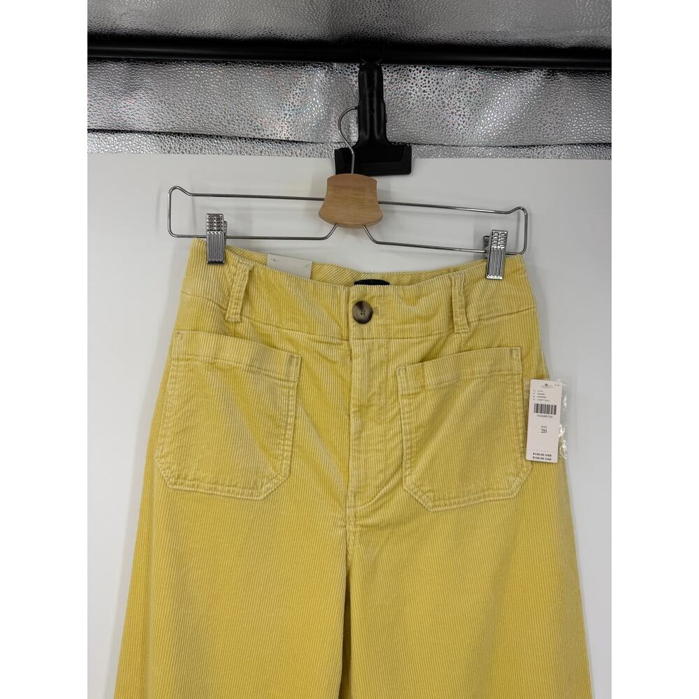 Anthropologie Maeve Colette Cropped Wide Leg Corduroy Pants Sz 28 Light Yellow - Picture 4 of 11